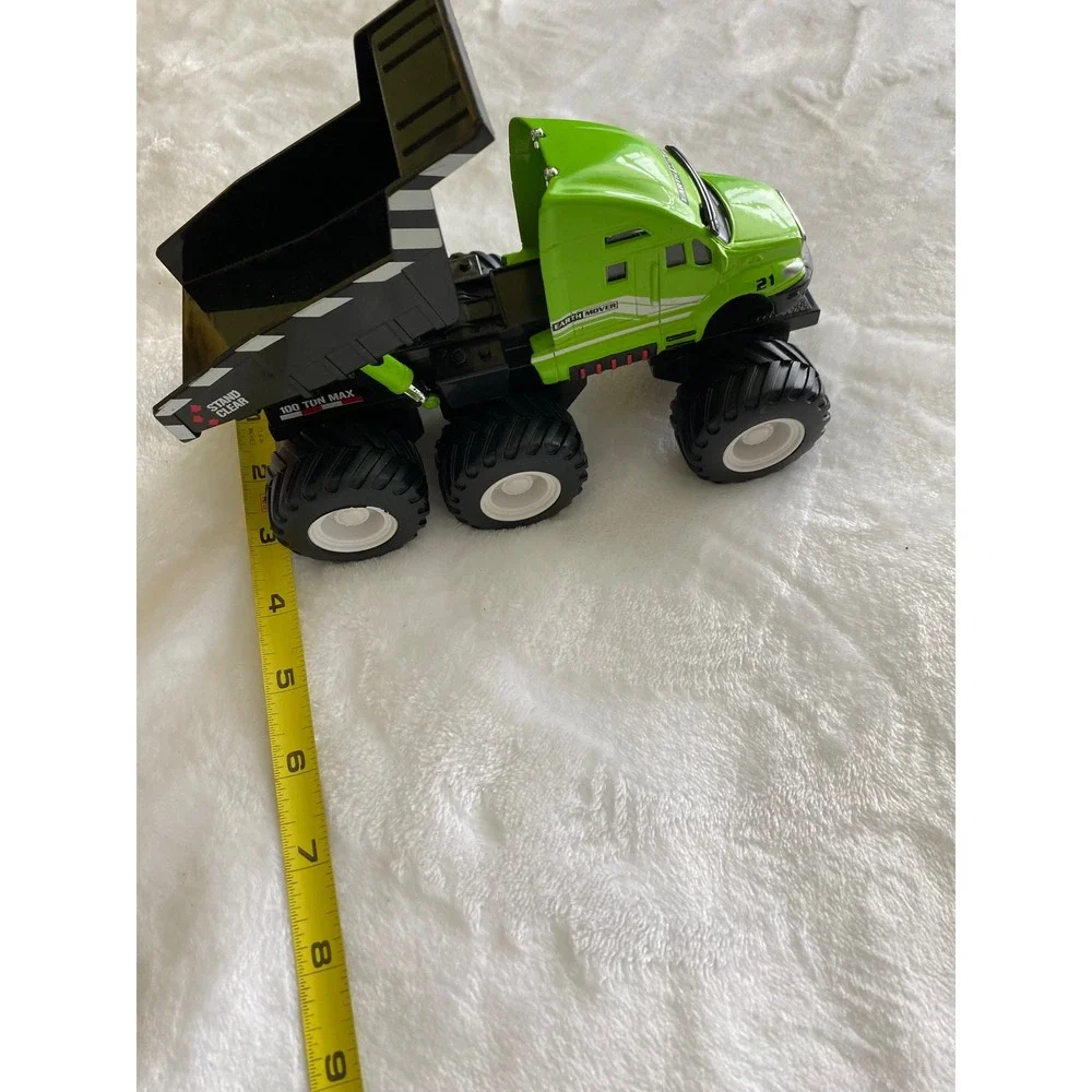 Earth Mover Dump Truck - Green Monster Construction Toy Motorized Friction Power